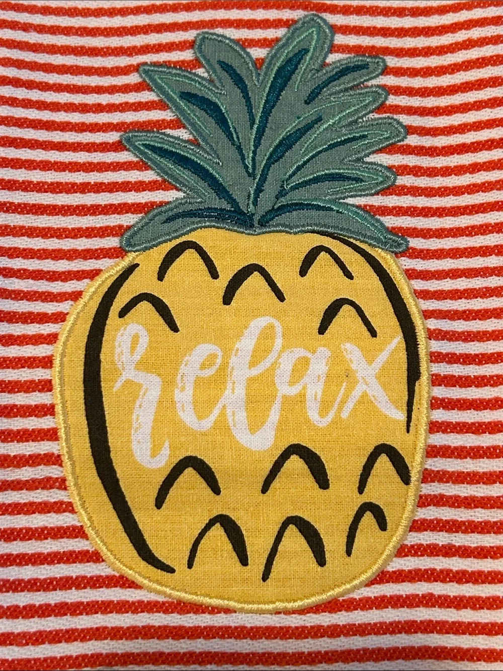 Embellished Red Striped Pineapple Kitchen Towel by DII